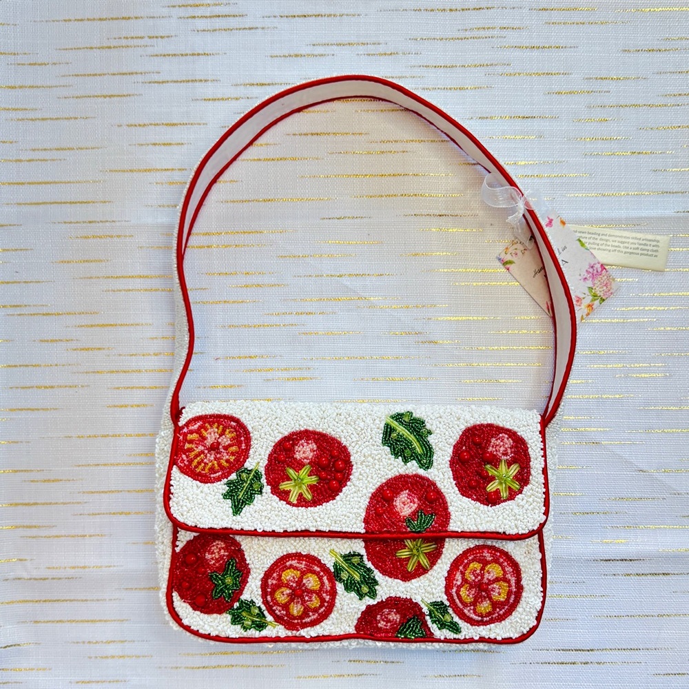 Handmade Beaded Tomato Shoulder Bag | NWT - Picture 4 of 8